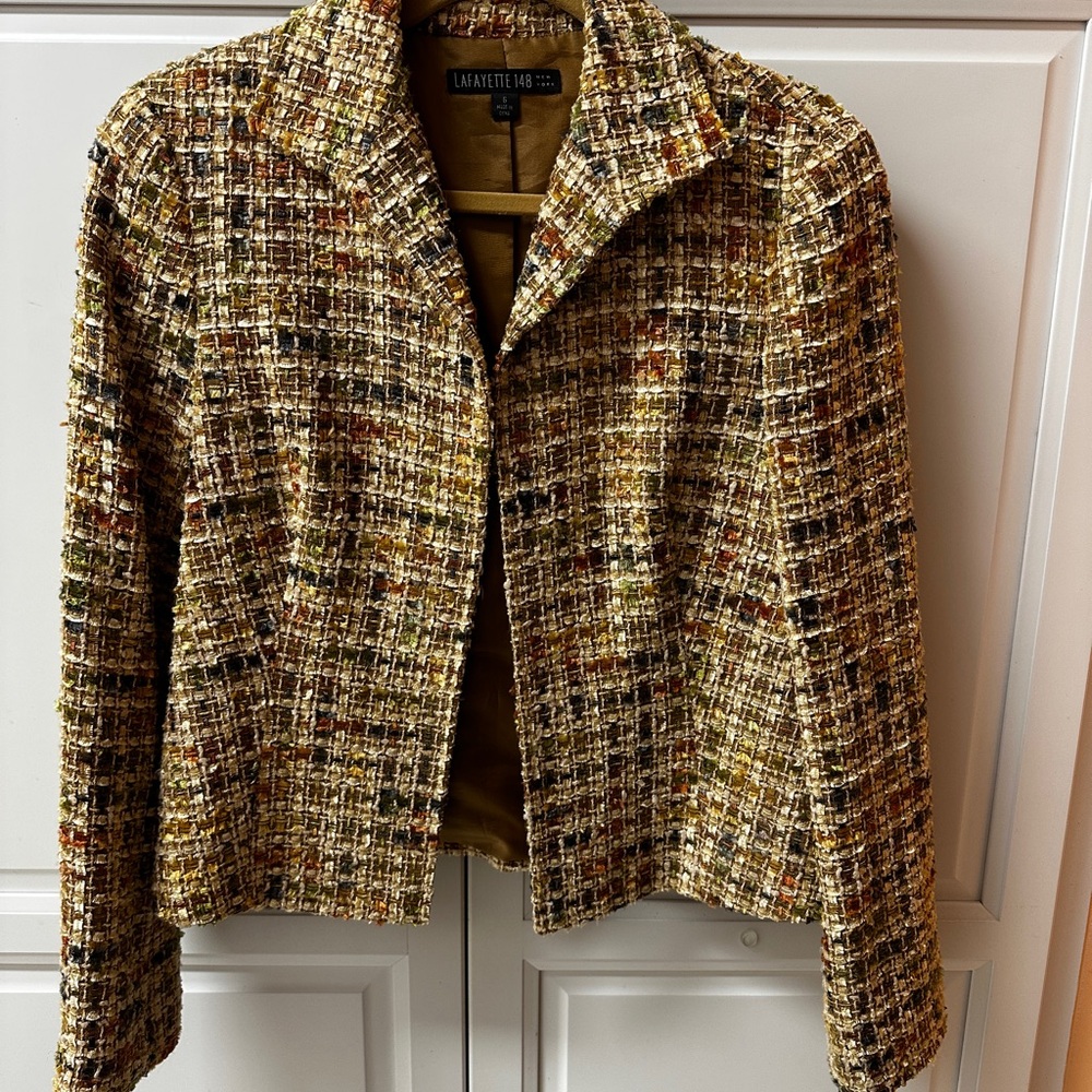 Lafayette 148 New York Multicolor Tweed Blazer in Yellow and Brown
